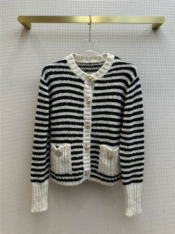 dior striped knitted cardigan sweater