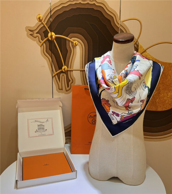 Hermès "One thousand and one free children" 90 cm square scarf