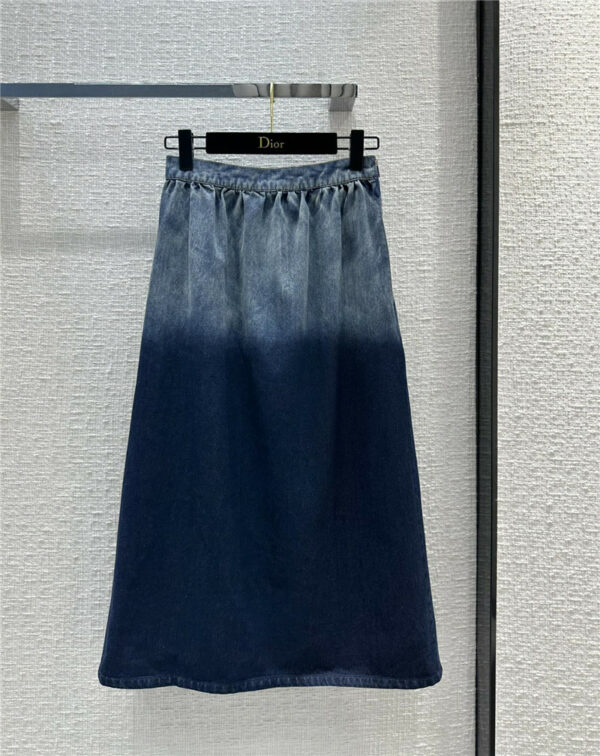 dior gradient wash pleated denim skirt