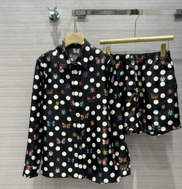 versace polka-dot beetle-print silk suit