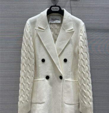 MaxMara cable-knit wool-paneled sleeve-panel blazer