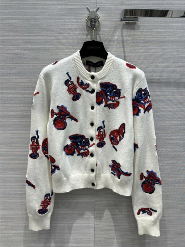 louis vuitton LV all-match white cardigan small jacket
