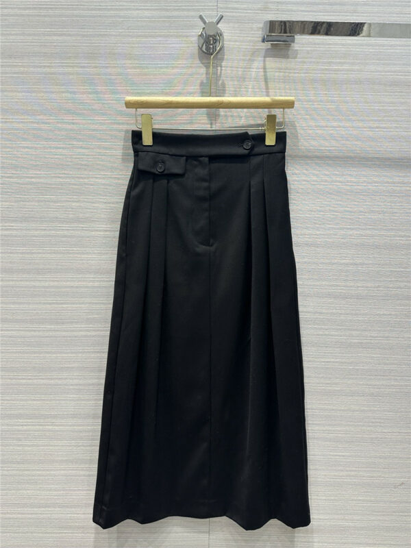 the row black worsted maxi suit skirt