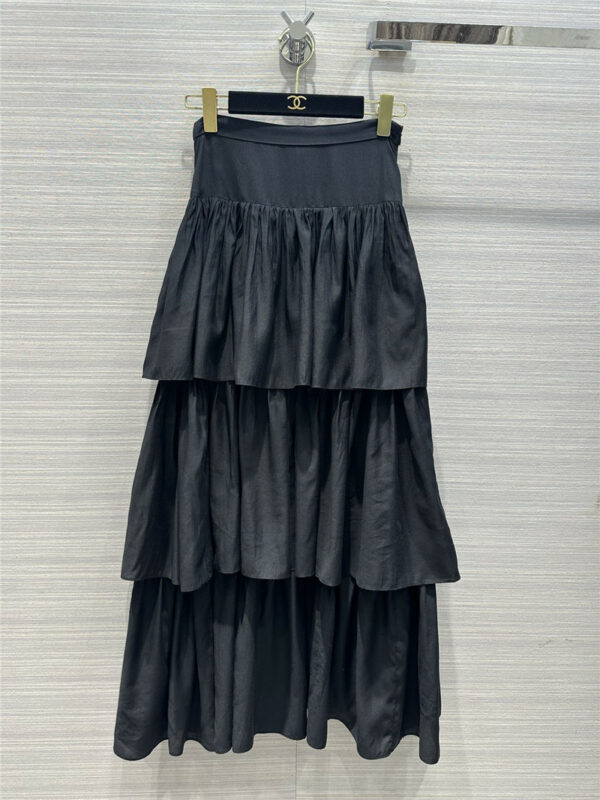 chanel temperament girl layered black long skirt