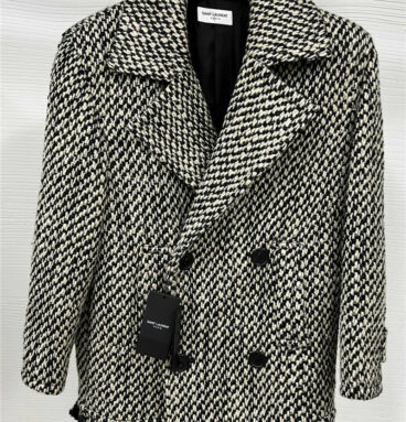 YSL double breasted tweed coat