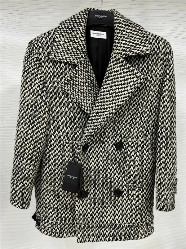 YSL double breasted tweed coat