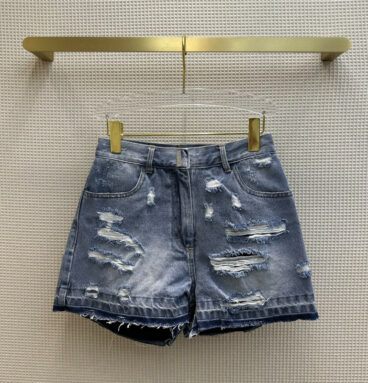 Givenchy Destroyed Denim Shorts