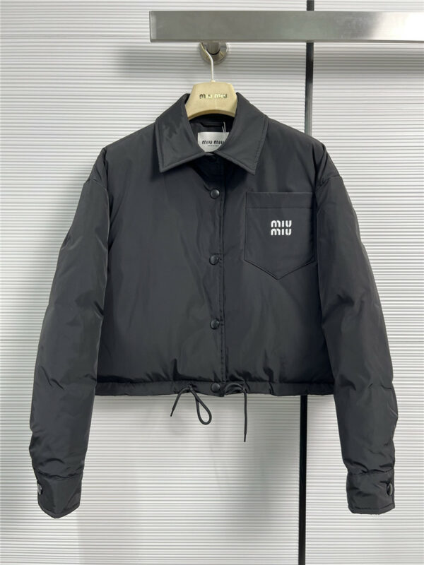 miumiu short shirt style down jacket