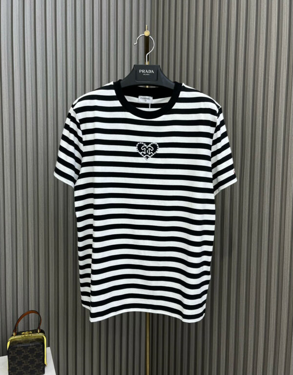 Chanel embroidery pattern striped T-shirt