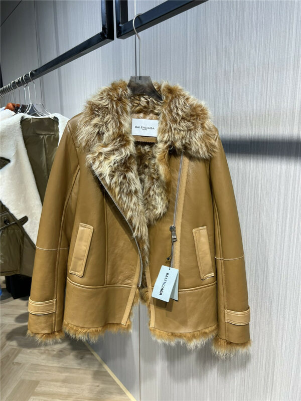 Balenciaga biker jacket in fur