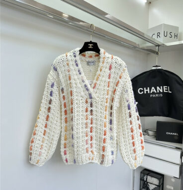 Chanel heavy industry woven v-neck sweater
