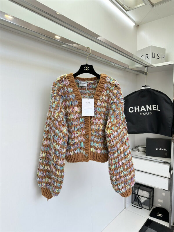 Chanel mohair deep v-neck sweater