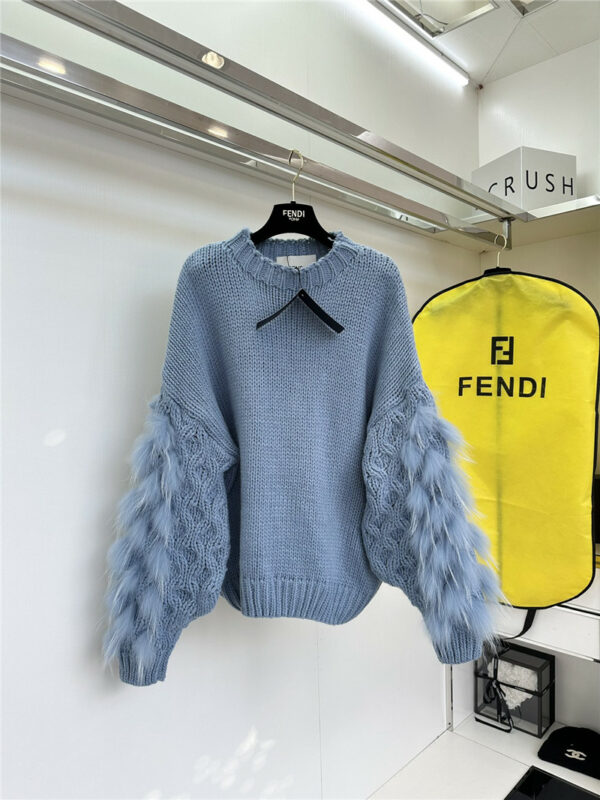 fendi fox fur paneled sweater