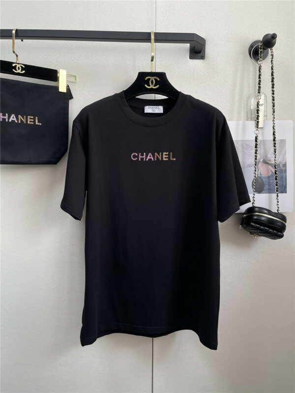 Chanel heavy industry color diamond embellished T-shirt