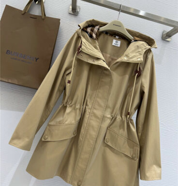 Burberry Hooded Drawstring Waist Trench Coat