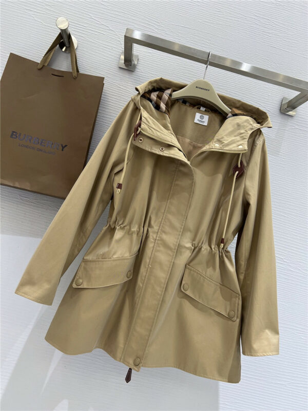 Burberry Hooded Drawstring Waist Trench Coat