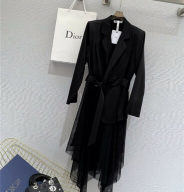 dior suit gauze skirt fake two piece dress