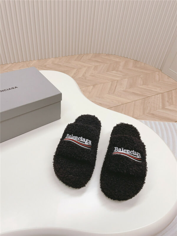 Balenciaga Platform Fur Sliders
