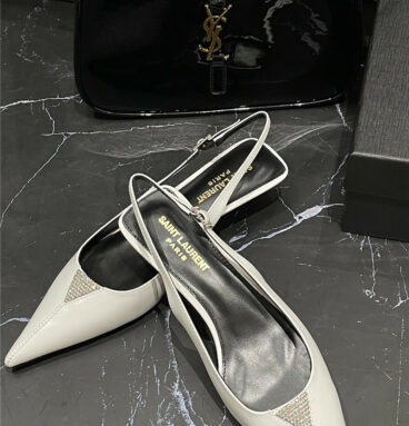 YSL new pointed rhinestone small high heels