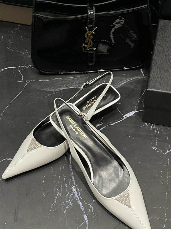 YSL new pointed rhinestone small high heels
