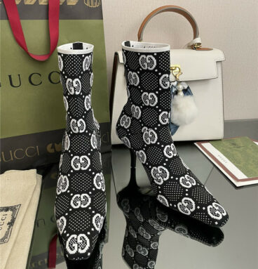 gucci new GG knitted ankle boots elastic socks boots