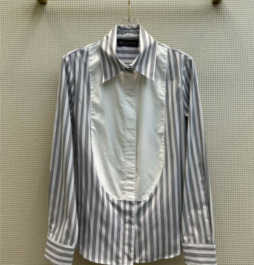 louis vuitton LV contrast stitching lapel striped shirt
