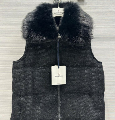 moncler fur coat with large lapel vest