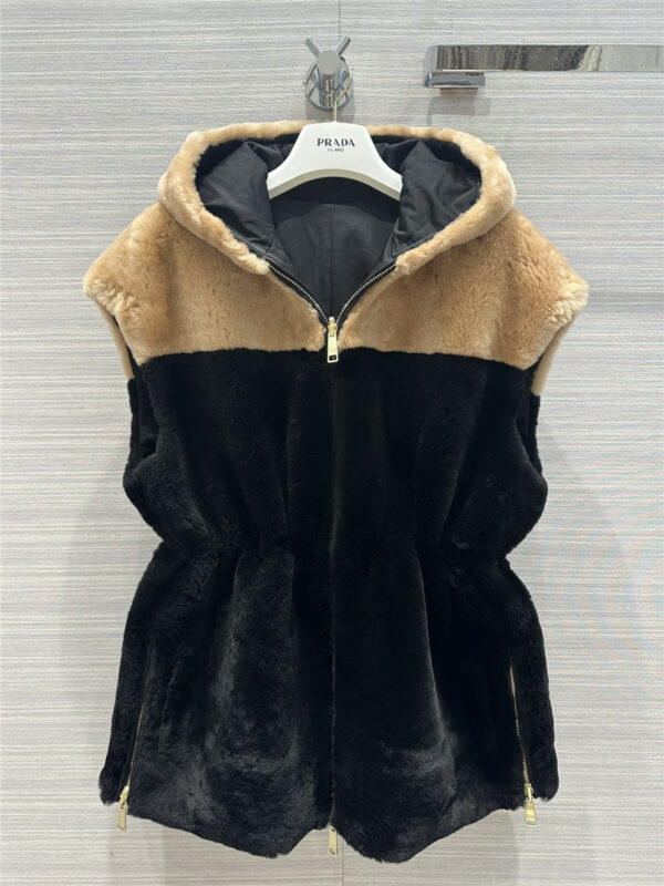 prada fur one reversible vest coat