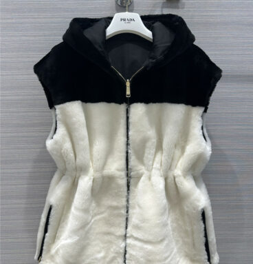 prada fur one reversible vest coat