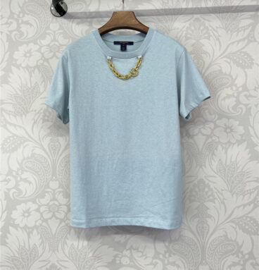 louis vuitton LV blue chain T-shirt