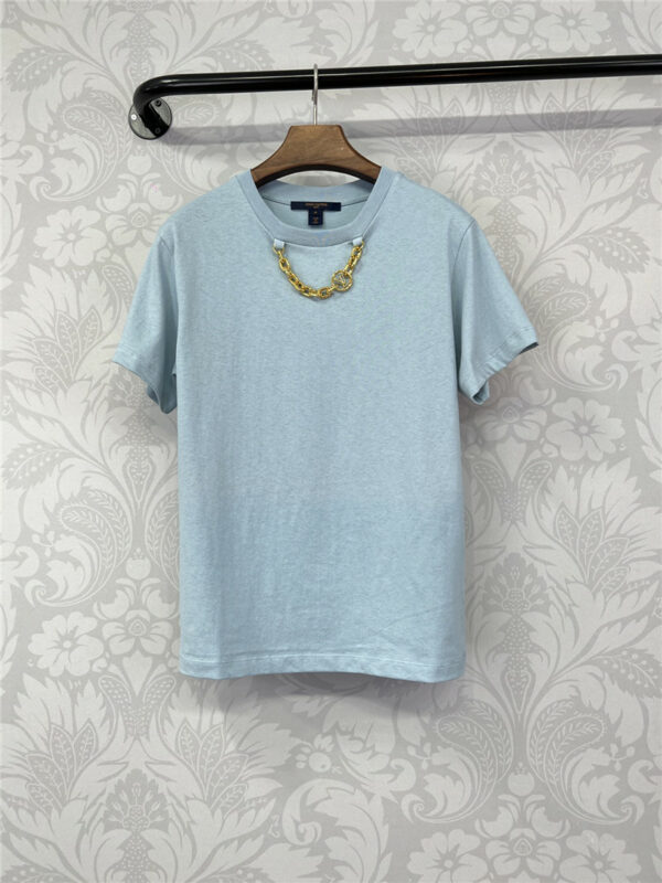 louis vuitton LV blue chain T-shirt