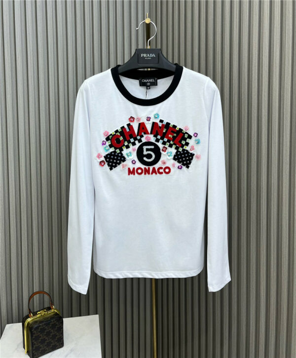 chanel toothbrush lettering long sleeve T-shirt