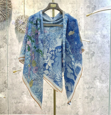 Hermès new "Back to Nature" blue silk scarf