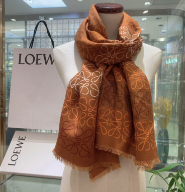 loewe line full logo silk scarf