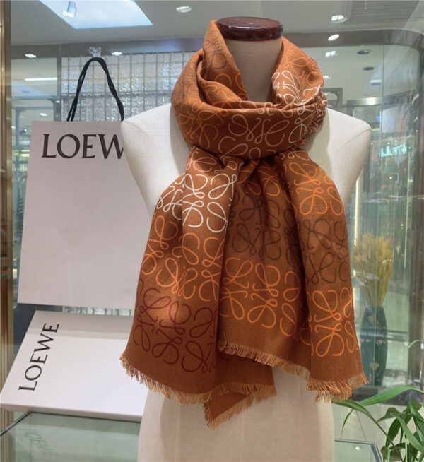 loewe line full logo silk scarf