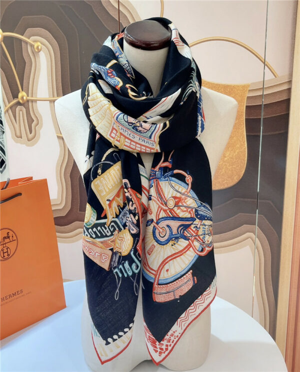 Hermès "Equestrian Prism" 140cm shawl