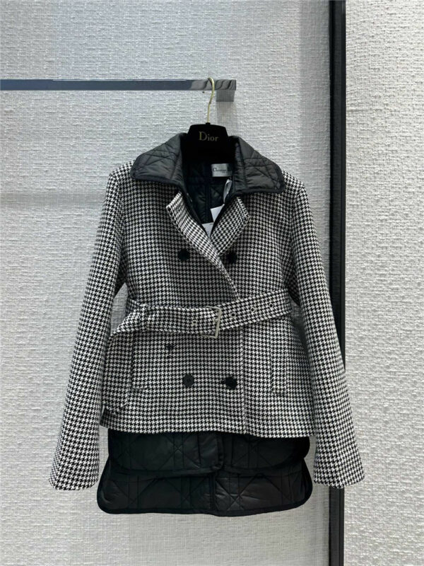 dior double breasted houndstooth coat