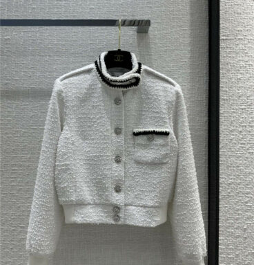chanel new knight style racer white woolen jacket
