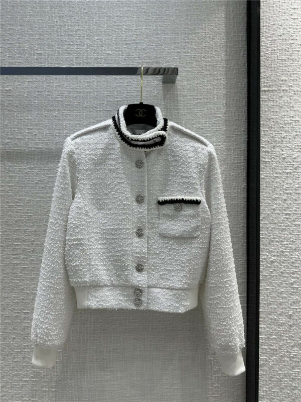 chanel new knight style racer white woolen jacket