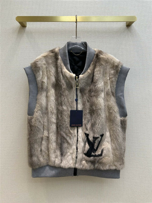 louis vuitton LV limited edition stand collar mink vest jacket