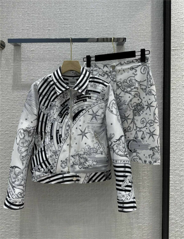 Hermès printed cotton jacket + straight skirt