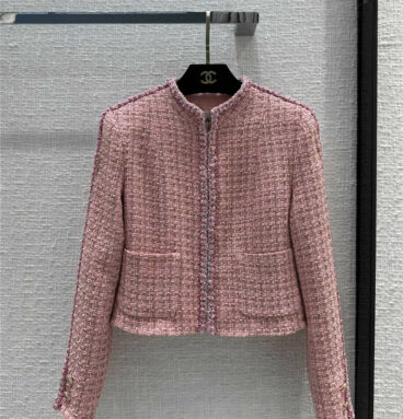 chanel romantic pink gold braided tweed jacket