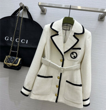 gucci new fashionable retro tweed mid-length jacket