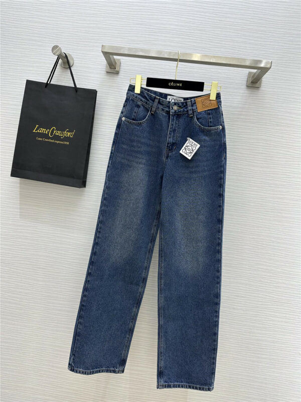 loewe straight-leg loose jeans with leather tag buckle design