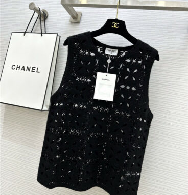 chanel new handmade crocheted cashmere sweater vest