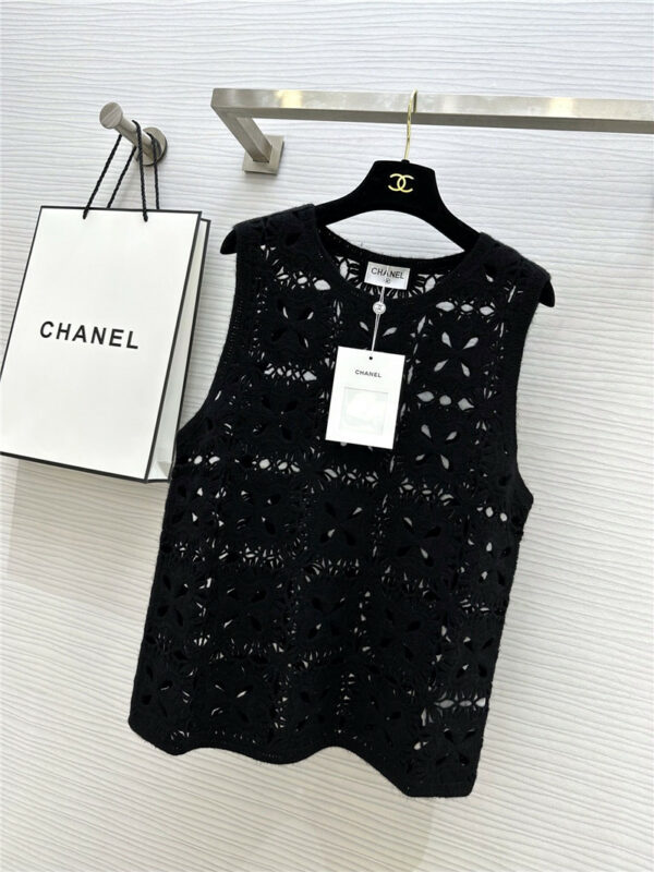 chanel new handmade crocheted cashmere sweater vest