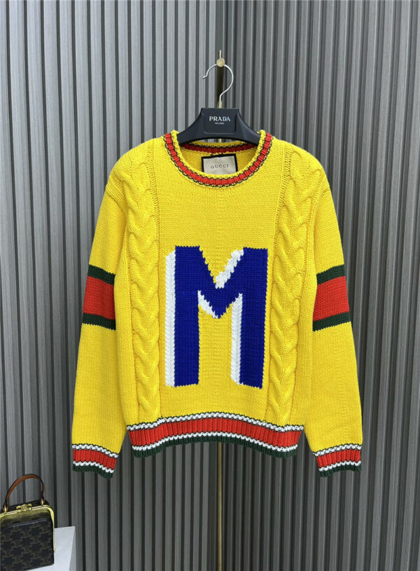 gucci crocheted letter sweater