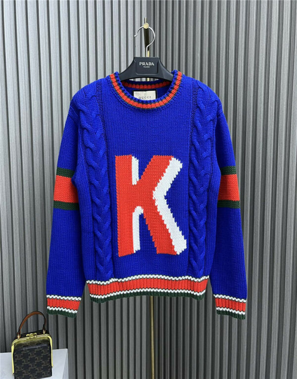 gucci crocheted letter sweater