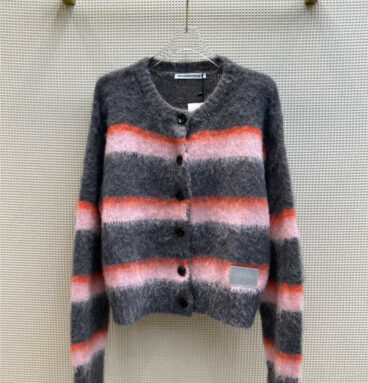 alexander wang mohair striped knitted cardigan jacket