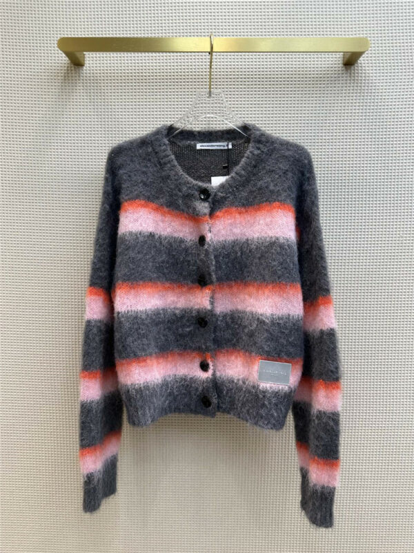 alexander wang mohair striped knitted cardigan jacket